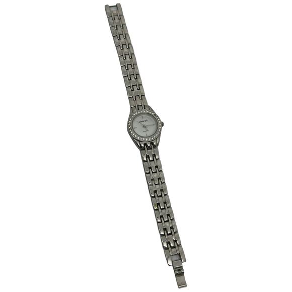 Claire's Crystal Bezel Silver Link Watch Small Face Rhinestone Ladies Quartz - Picture 2 of 5